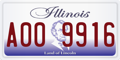 IL license plate A009916