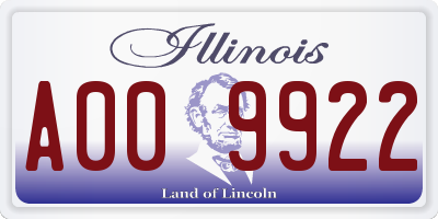 IL license plate A009922