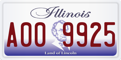 IL license plate A009925
