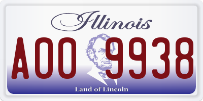 IL license plate A009938