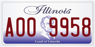 IL license plate A009958