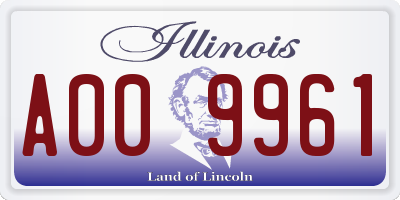 IL license plate A009961