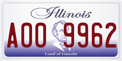 IL license plate A009962