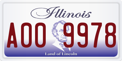IL license plate A009978