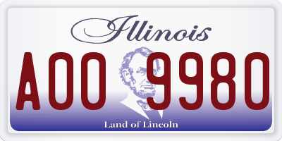 IL license plate A009980