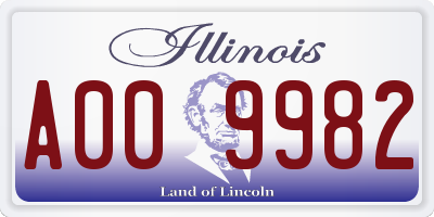 IL license plate A009982