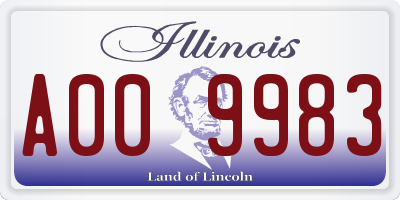 IL license plate A009983