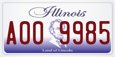 IL license plate A009985