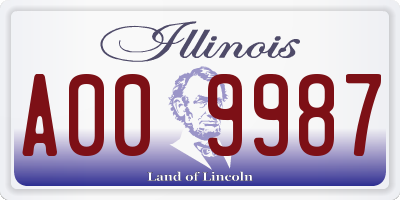 IL license plate A009987