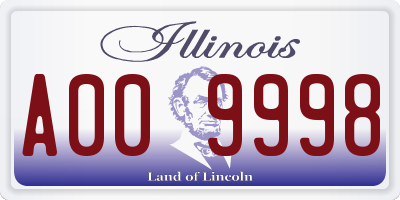 IL license plate A009998