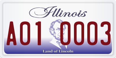 IL license plate A010003