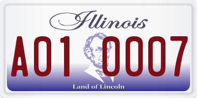 IL license plate A010007