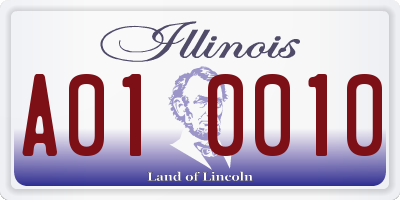 IL license plate A010010