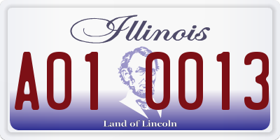 IL license plate A010013