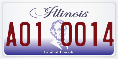 IL license plate A010014