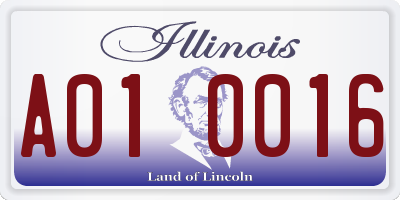 IL license plate A010016
