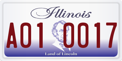 IL license plate A010017