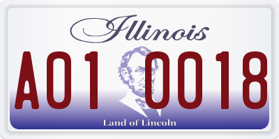 IL license plate A010018