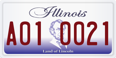 IL license plate A010021