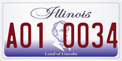 IL license plate A010034