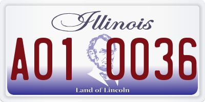 IL license plate A010036
