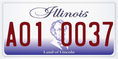 IL license plate A010037