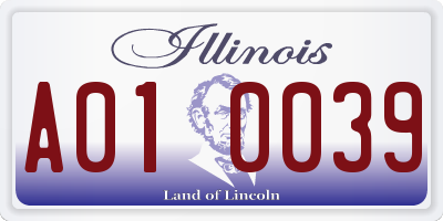 IL license plate A010039
