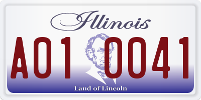 IL license plate A010041