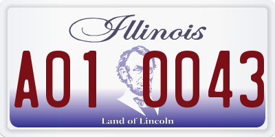IL license plate A010043
