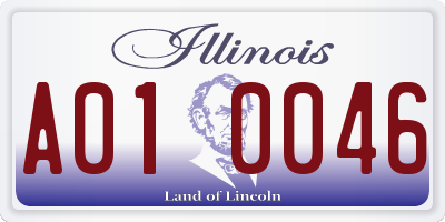 IL license plate A010046