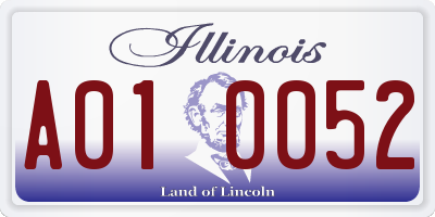 IL license plate A010052