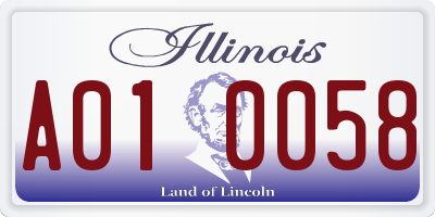 IL license plate A010058