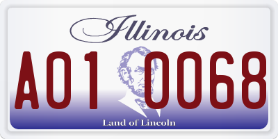 IL license plate A010068