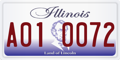 IL license plate A010072