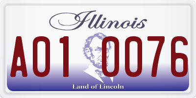 IL license plate A010076