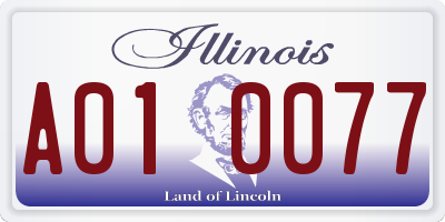 IL license plate A010077