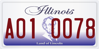 IL license plate A010078