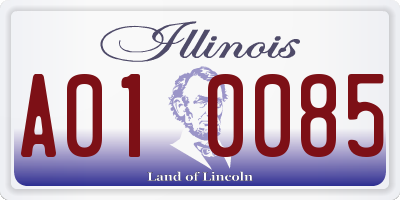 IL license plate A010085