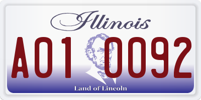 IL license plate A010092