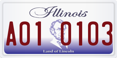 IL license plate A010103