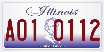 IL license plate A010112