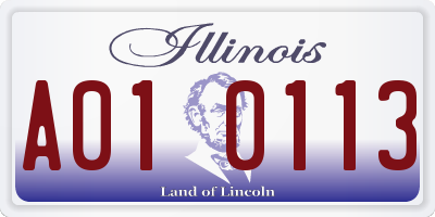 IL license plate A010113