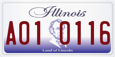 IL license plate A010116