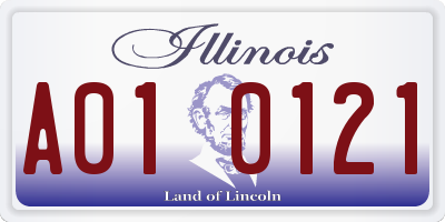 IL license plate A010121