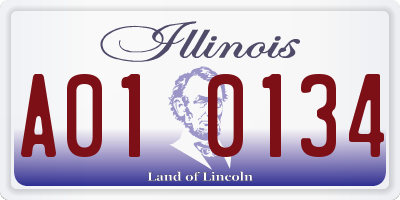 IL license plate A010134