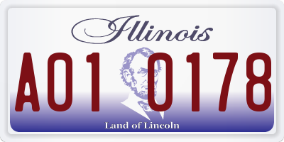 IL license plate A010178