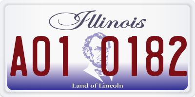 IL license plate A010182