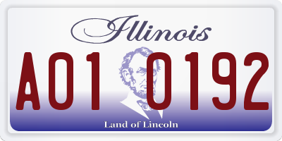 IL license plate A010192