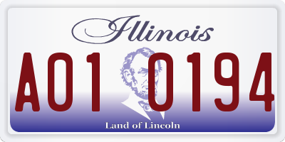 IL license plate A010194