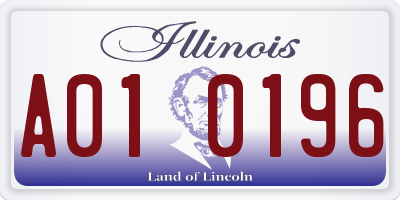 IL license plate A010196